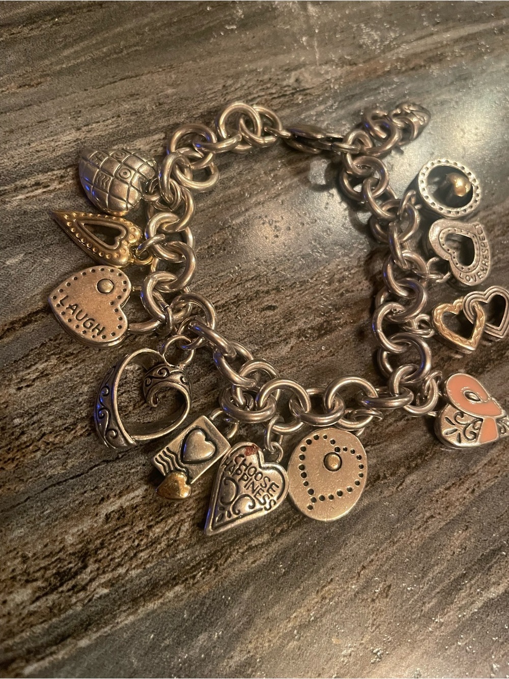 Brighton Breast Cancer Pink Love Joy Hope Respect Miracle Charm Bracelet